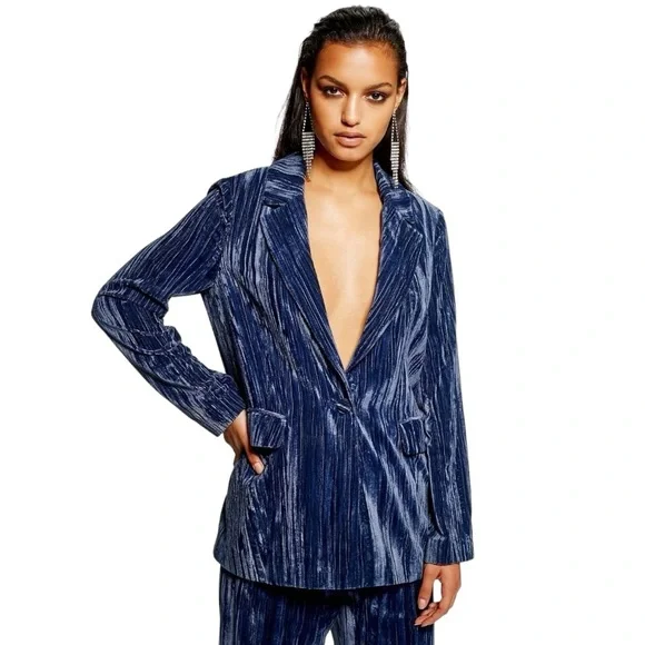 Topshop Jackets Coats Topshop Crinkle Velvet Blazer Jacket